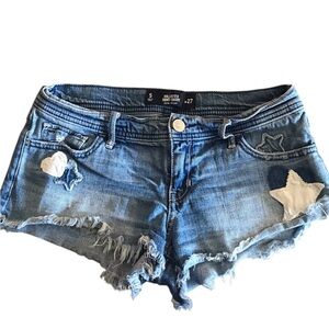 Hollister Y2K Low Rise Jean Denim Short Shorts Stars Distressed sz 5